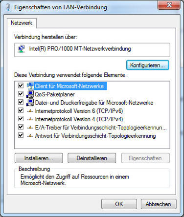 Eigenschaften der LAN-Verbindung