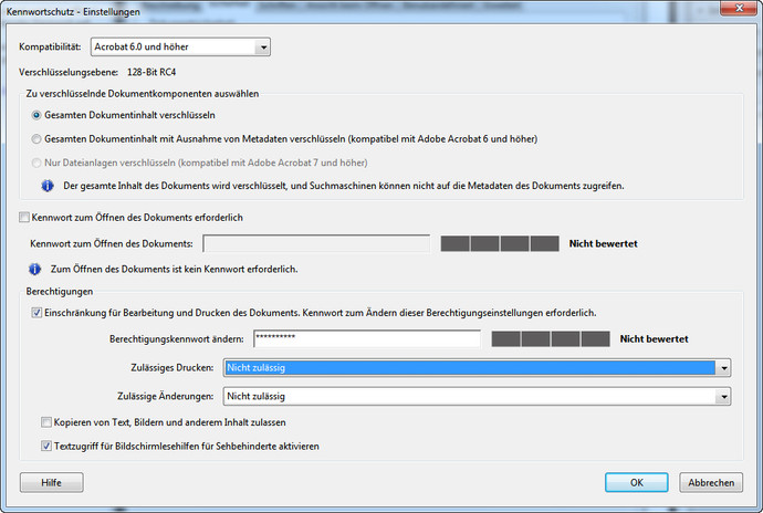 Kennwortschutz im PDF-Dokument