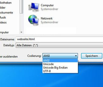 Zeichenkodierung beim Speichern